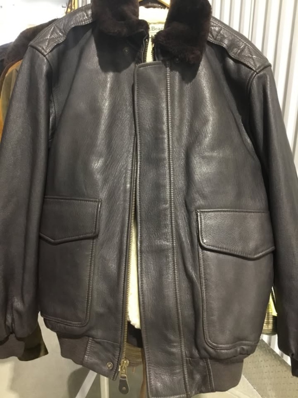 NOS Vintage L.L. Bean Goatskin Leather Bomber Flight Jacket - Small Regular